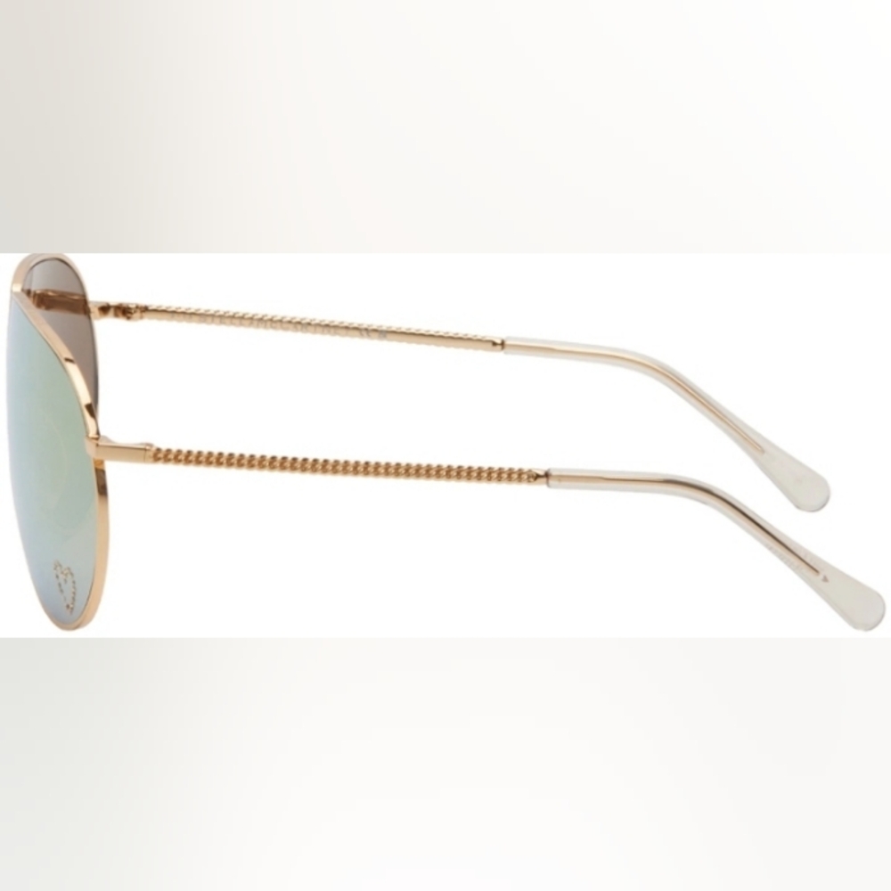 Stella McCartney Gorgeous Gold Metal & Mirrored Aviator Sunglass NWT - Picture 9 of 16
